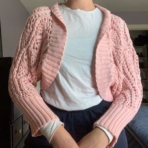 Pink crotchet shrug